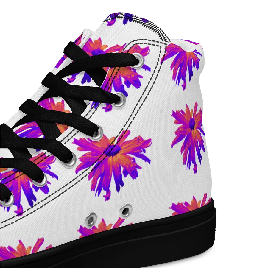 Abstract Pink Floating Daisy Flower Women's Black Toe High Top Canvas Shoes product image (10)