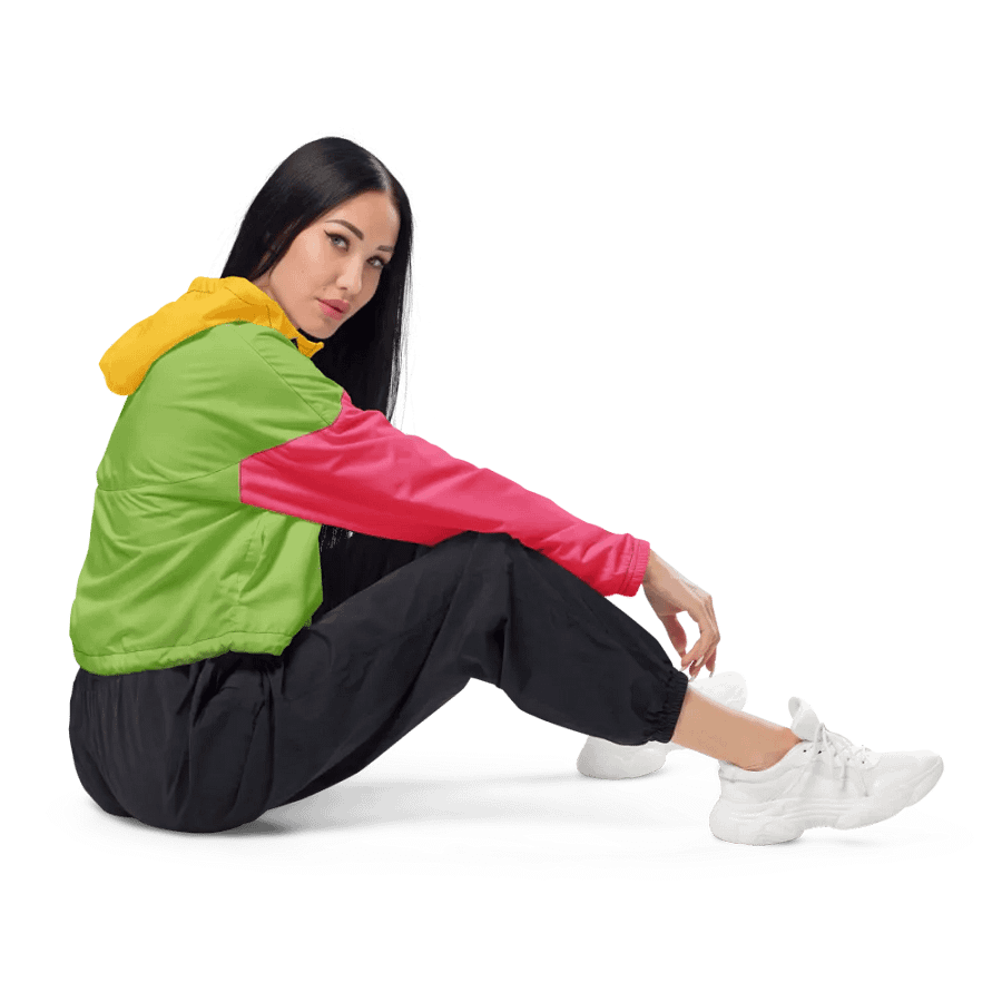 Lime/Pink/Yellow Women’s Cropped Windbreaker product image (6)