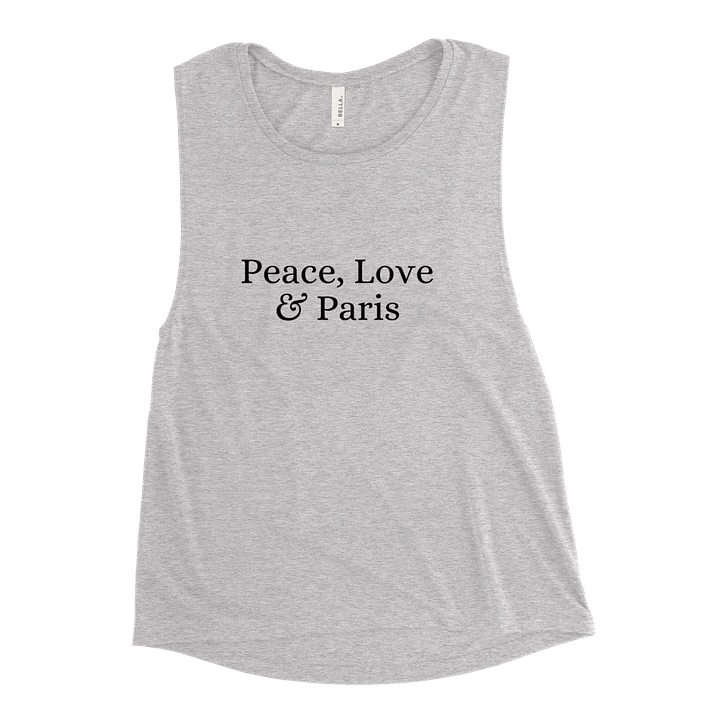 Peace, Love and Paris Women's Flowy Muscle Tank | Black Ink product image (34)