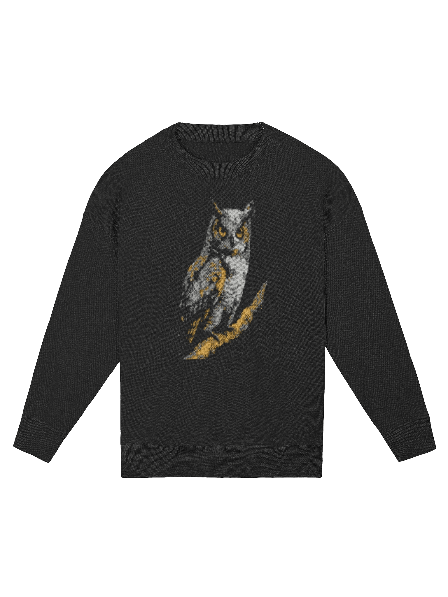 Great Horned Owl Relaxed Jacquard Sweater – Knit Pullover with Great Horned Owl Design product image (1)