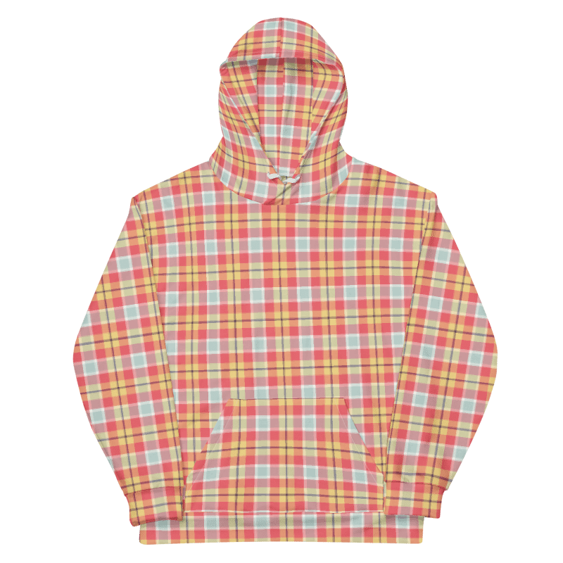 Coral Pink, Yellow, and Mint Green Plaid Hoodie product image (6)