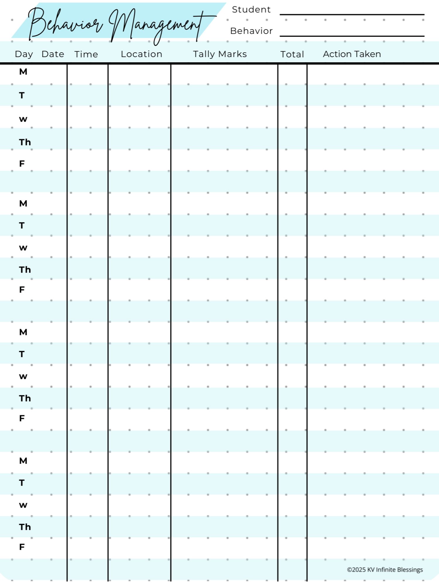 Student Observation & Class Behavior Log | Digital & Printable Bullet Journal Layout for Educators product image (2)