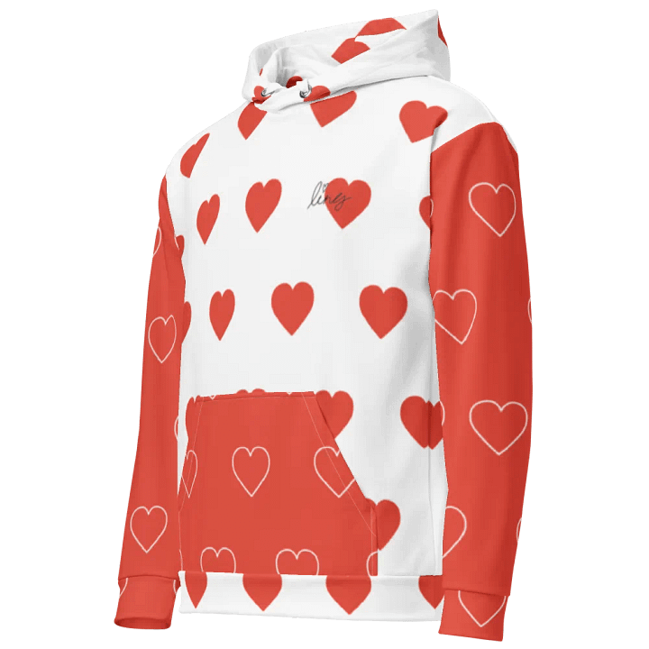 Lingling Kwong Heart Design Unisex Hoodie (Red & White) product image (2)