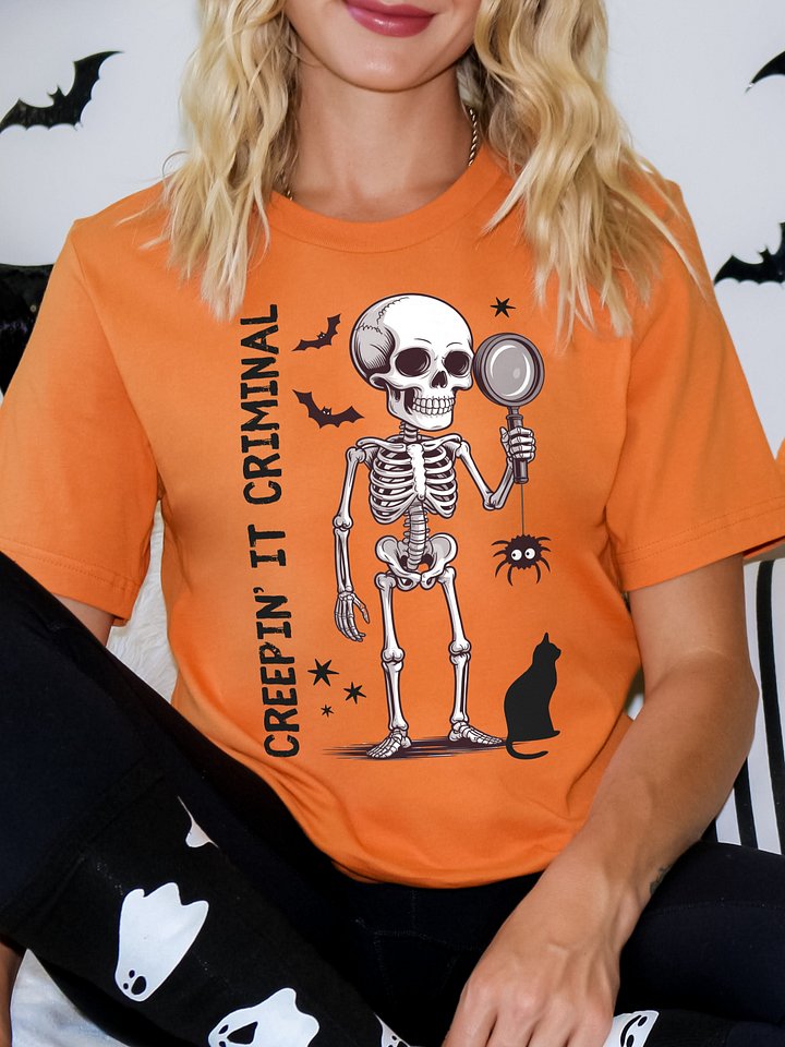 Creepin’ It Criminal Halloween T-Shirt for True Crime Lovers - Light product image (1)