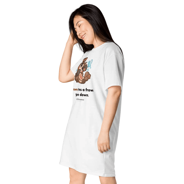 Playing Terra • "Brown turns a frown upside down." • T-shirt Dress (White) product image (2)