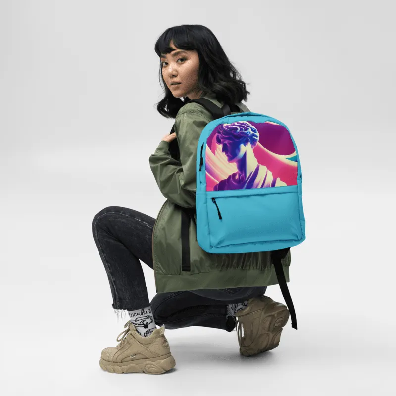 Greek God retrowave city Pop backpack Sky Blue product image (1)