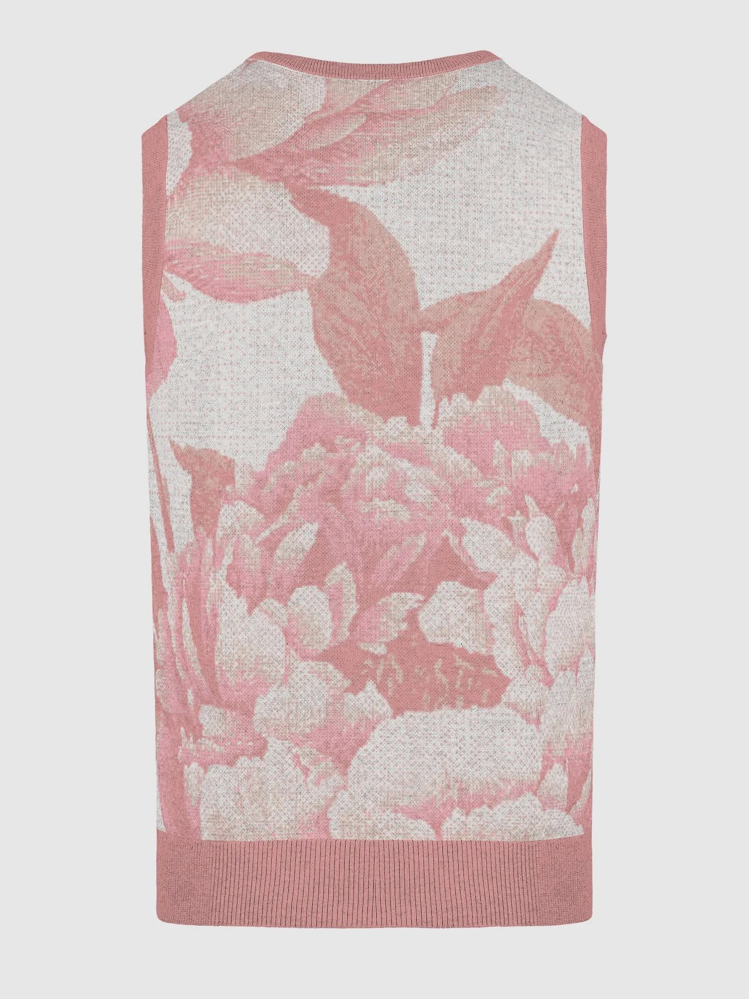 Floral Bliss Coral Knitted V-Neck Vest product image (16)