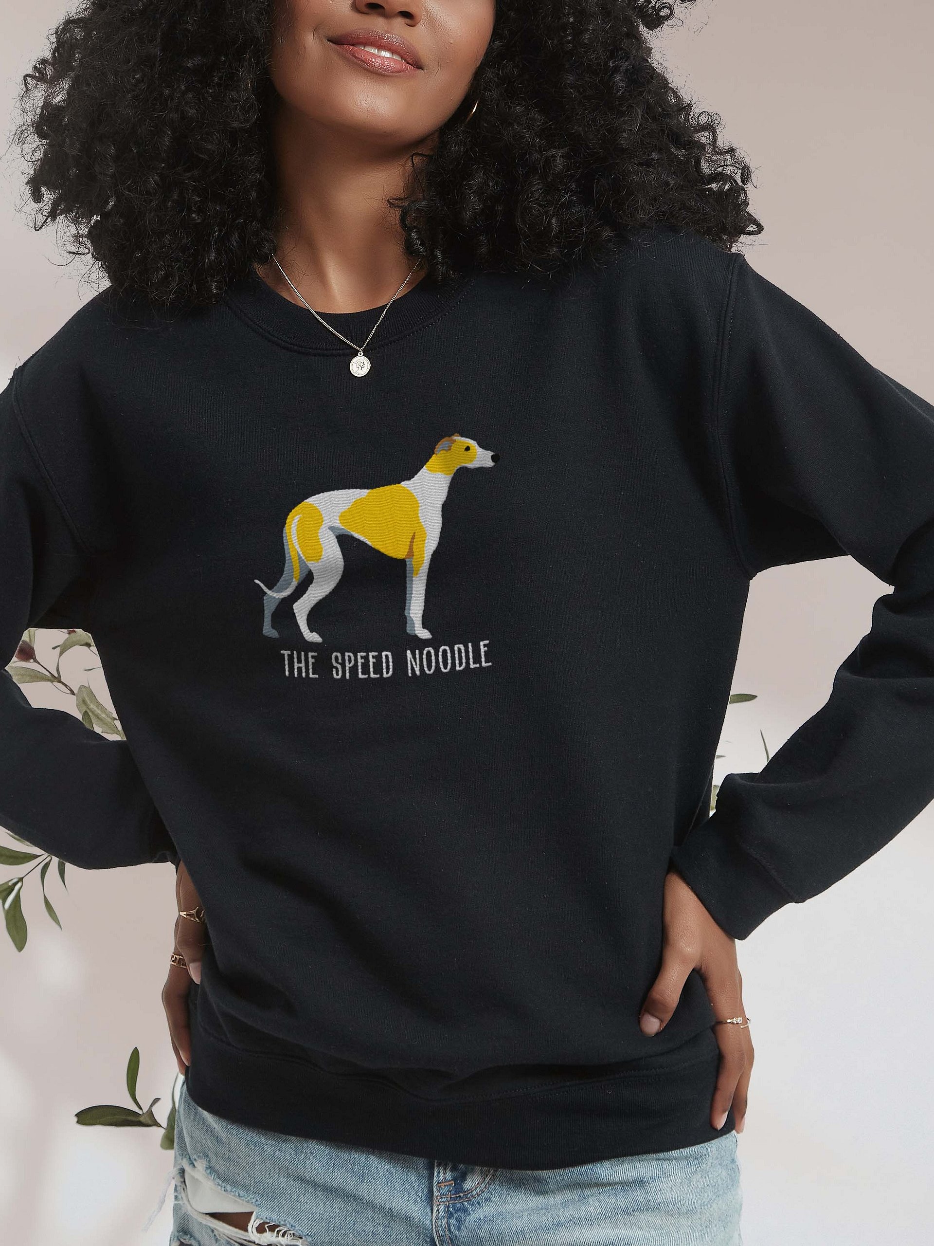 The Speed Noodle Sweatshirt (Embroidered) of an English Greyhound(Lemon) product image (2)