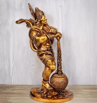 EliteTouch ahubali Standing Hanuman ji God Idol for Puja Home Office Decor Decorative Showpiece - 9 cm (Polyresin, Brown) product image (3)