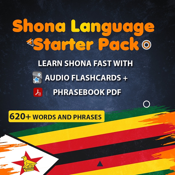 Shona Starter Pack: English–Shona Phrasebook + Audio & Flashcards product image (1)