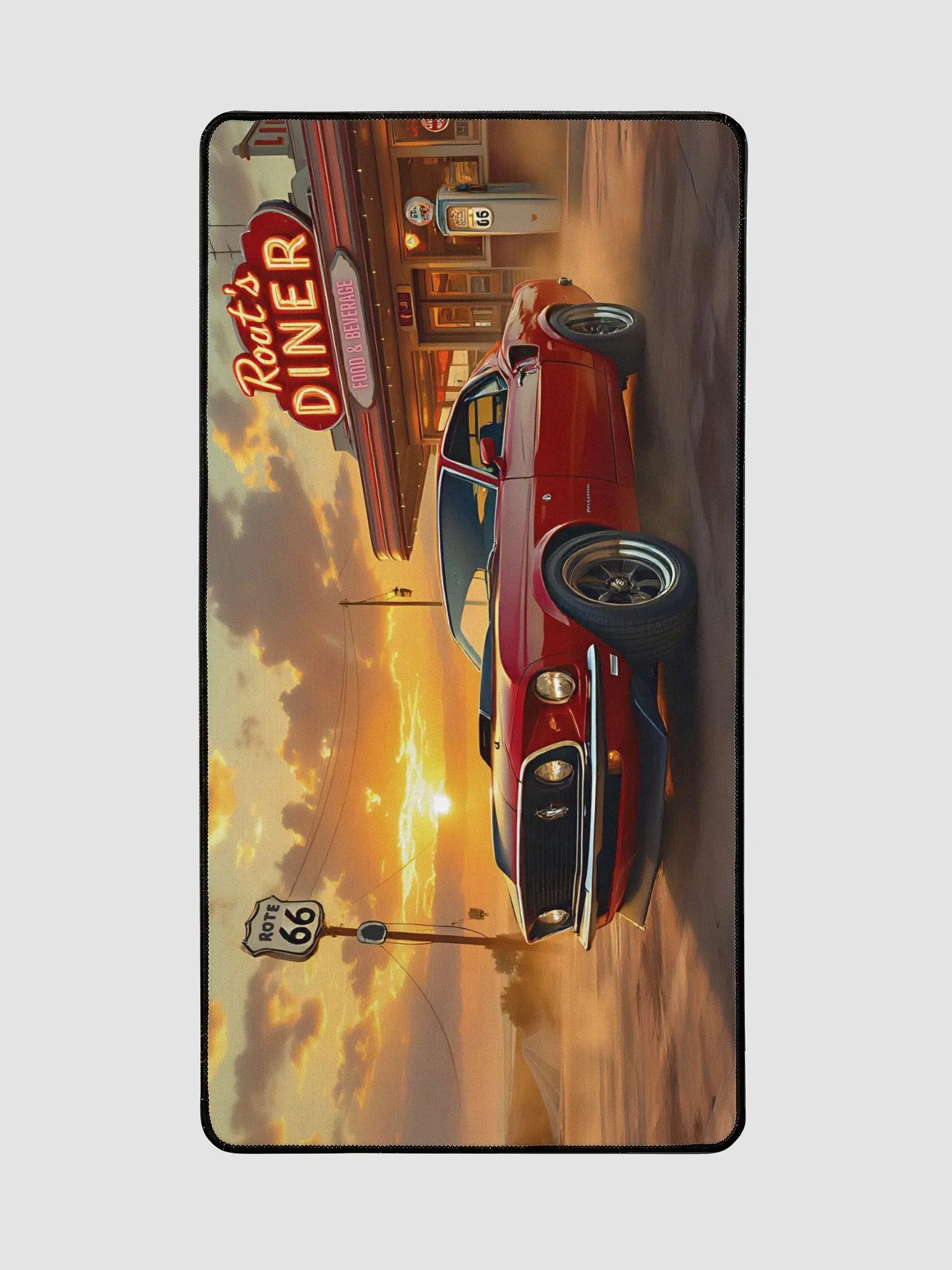 Classic Muscle Car Desk Mat - Retro Route 66 Design product image (2)