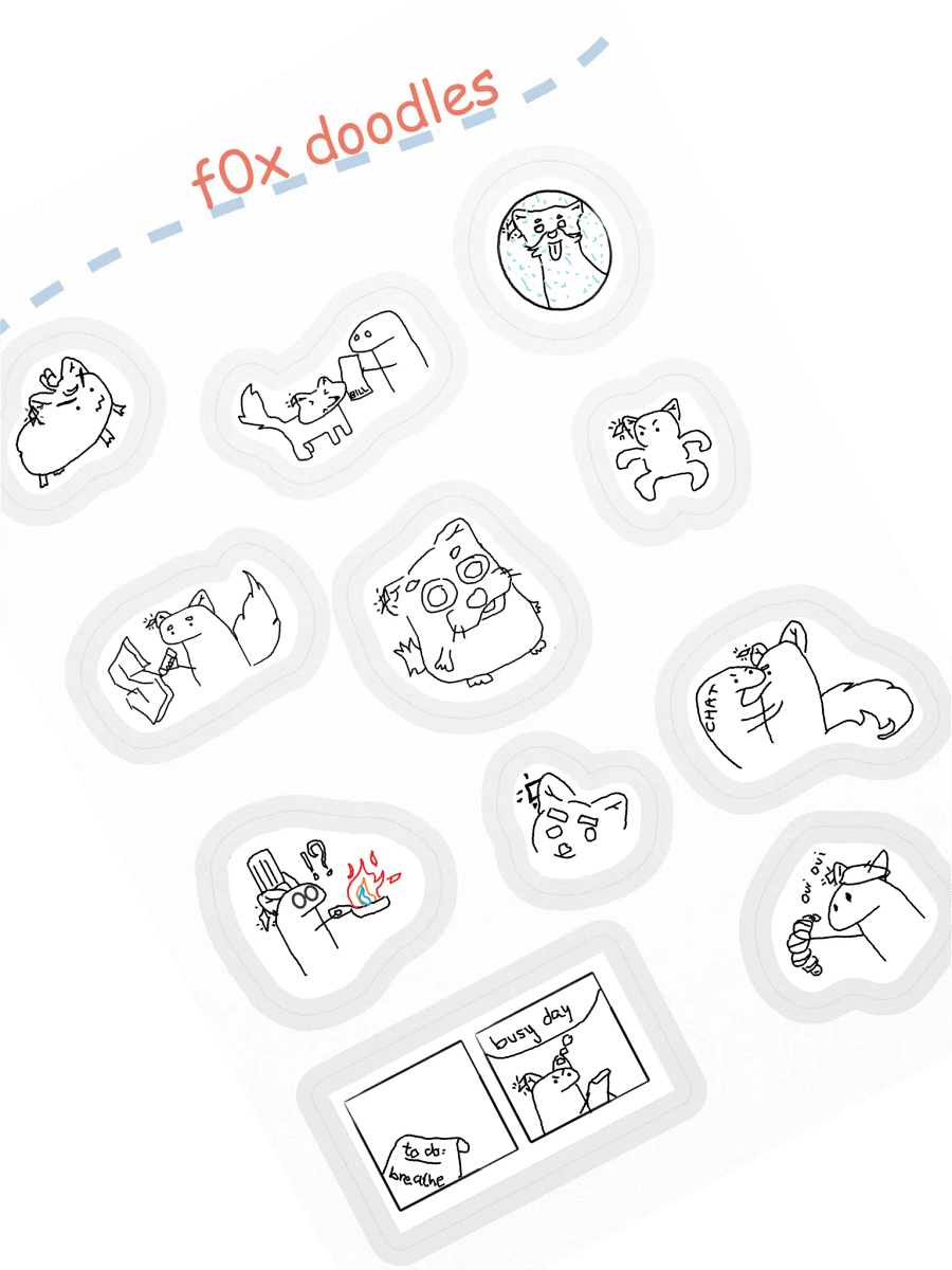 whimsical f0x doodles sticker sheet product image (1)