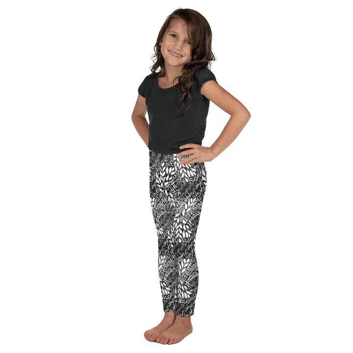 JoBeths' Signature Kids Leggings 👖White Leaves 🍃 Design product image (1)