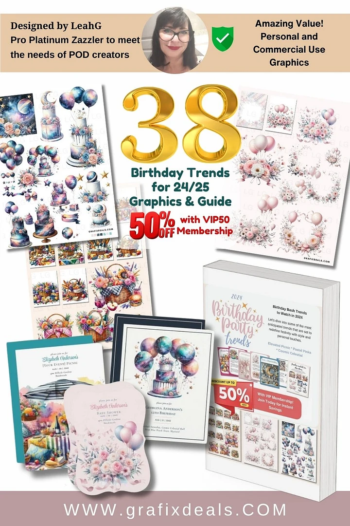 Zazzle Birthday Trends Design Guide for 2024/ 2025 PLUS 38 Graphics Commercial Clipart product image (1)