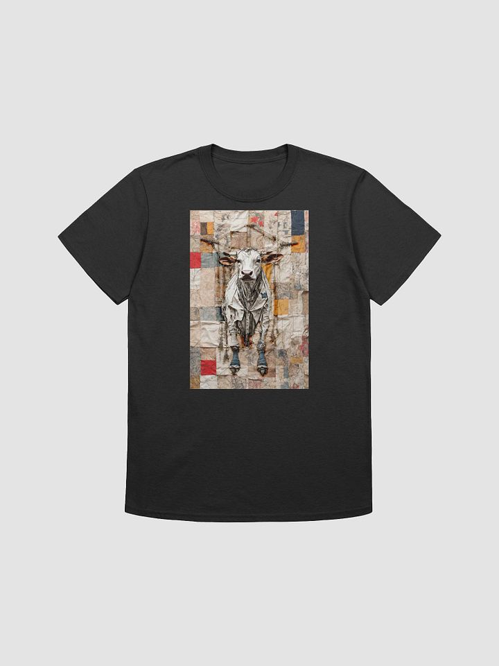 'Istan Bull' by Edward Martin: Mixed Media Collage Print...Fantasy Marionette Series: Whimsical Patchwork Cow Art T-Shirt product image (3)