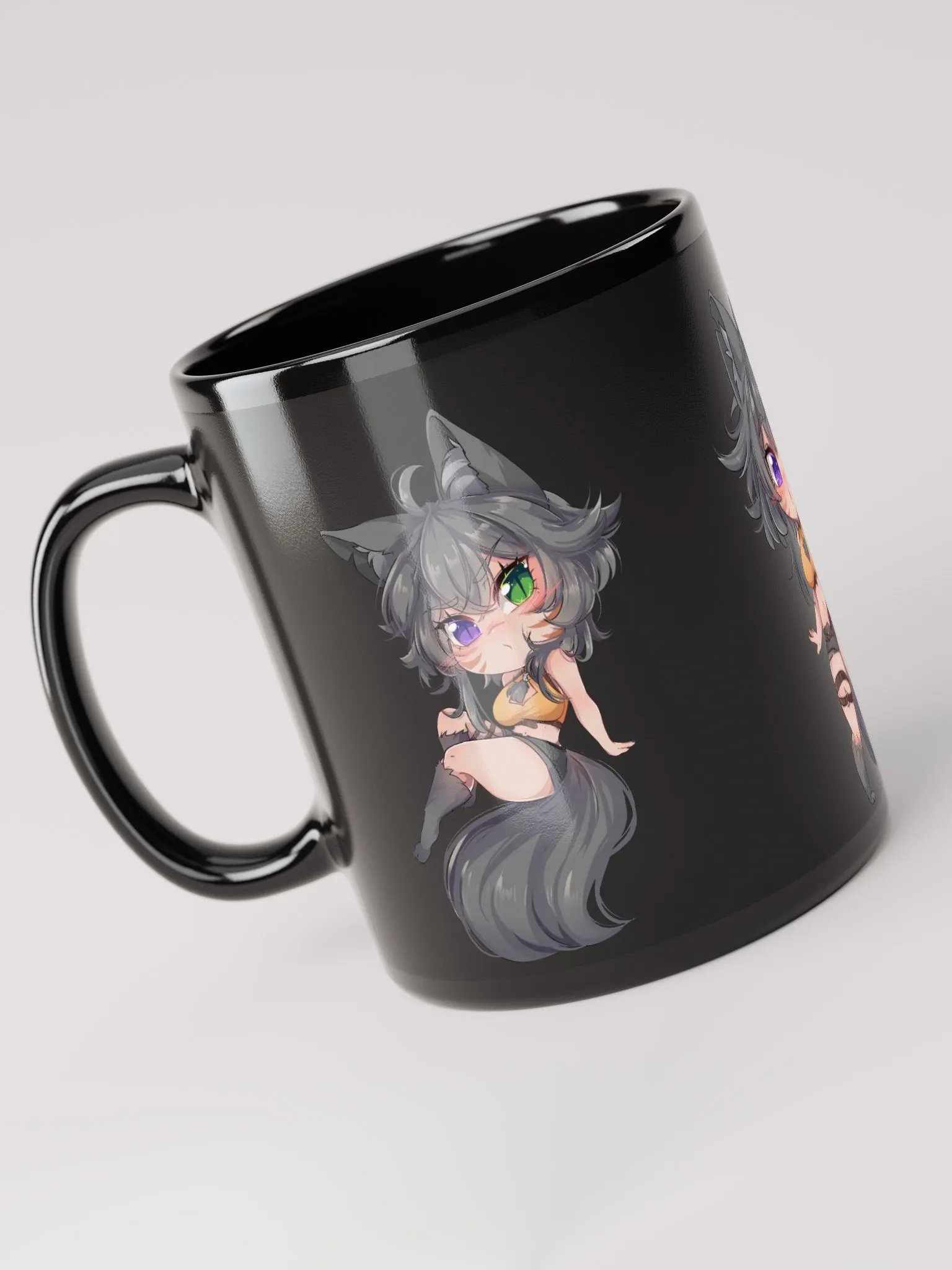 WolfcatRisi Chibi Glossy Mug (Black) product image (5)