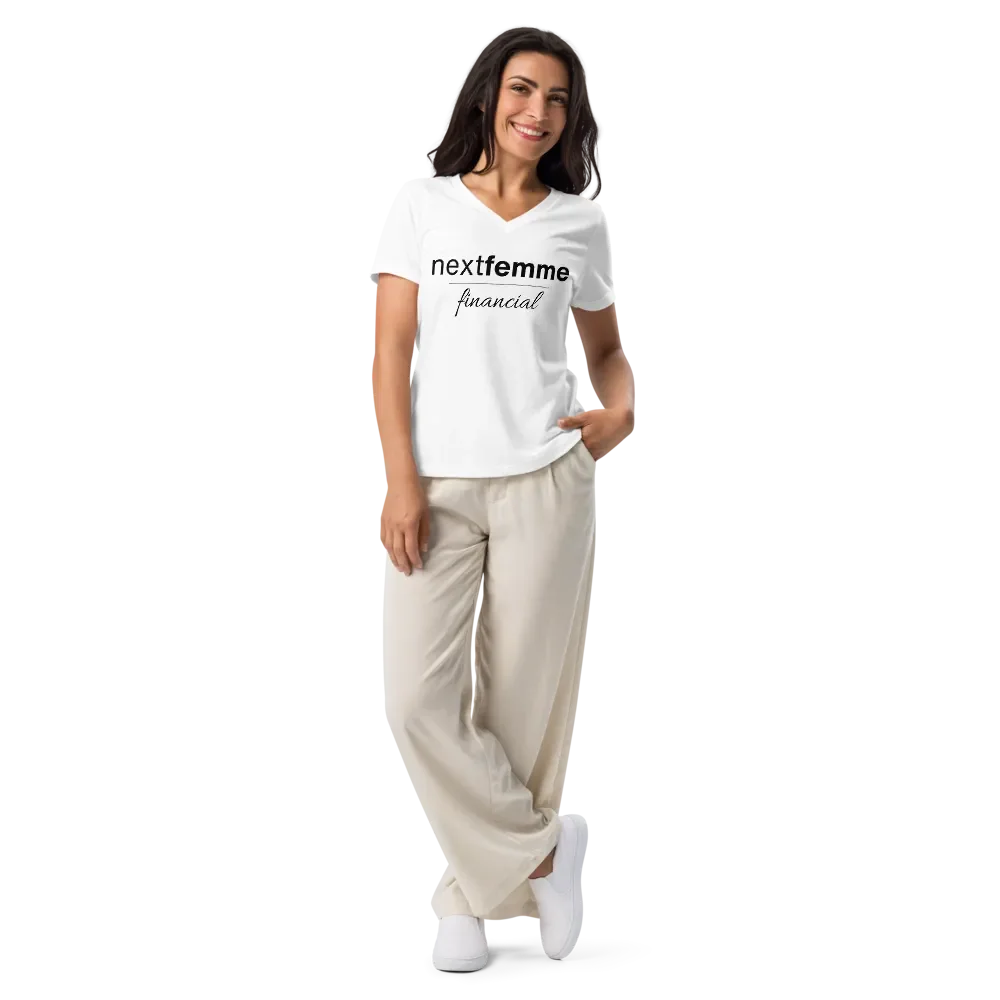 Relaxed V-Neck Tee with Black Logotype product image (3)