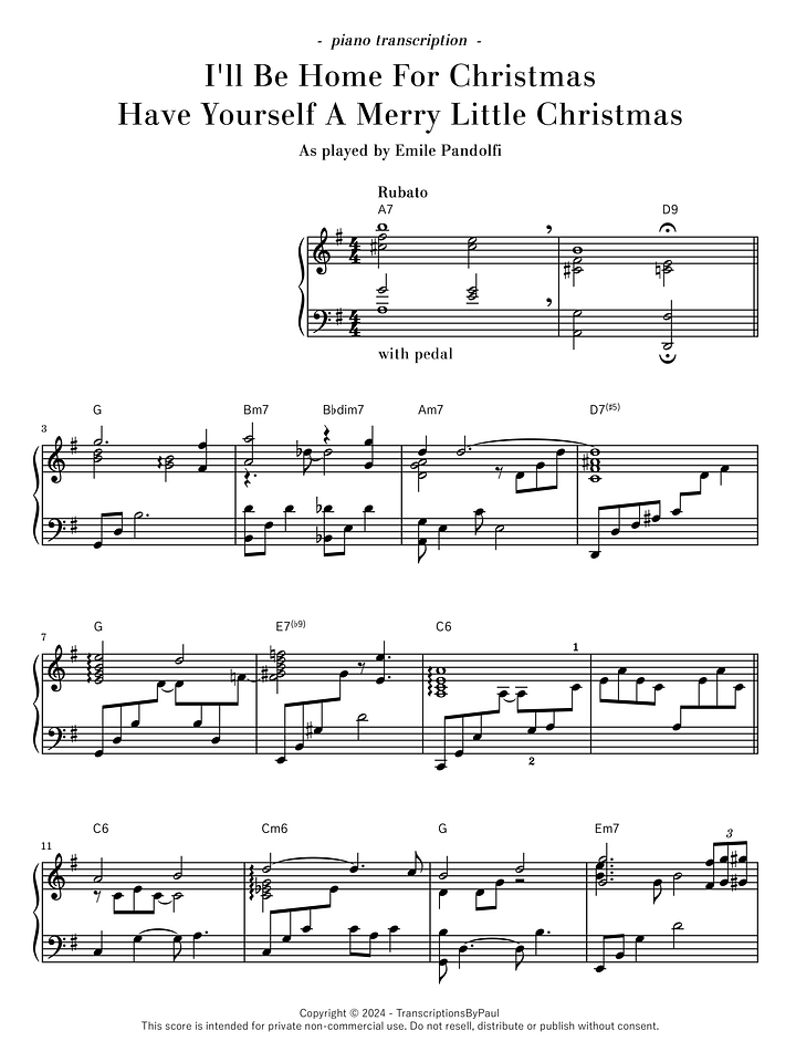 I'll Be Home / Merry Little Christmas medley - Emile Pandolfi product image (1)