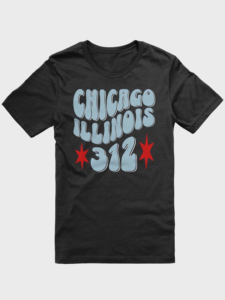 Chicago 312 Flag Area Code Retro 70's Wavy Text City Pride T-Shirt product image (7)