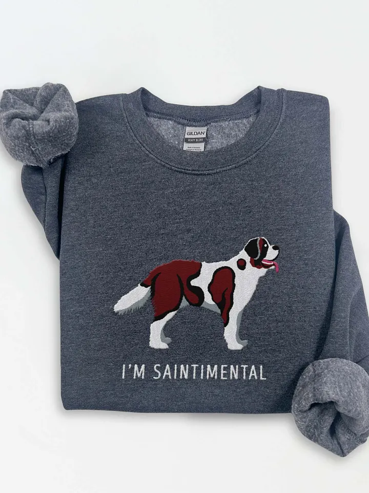 I'm Saintimental Sweatshirt (Embroidered) of a Saint Bernard(Mahogany) product image (1)