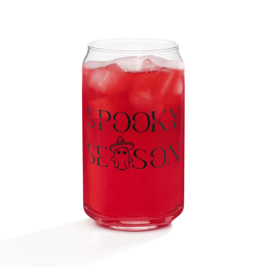 Spooky Season Sombrero Ghost Monochrome 16oz Can-Shaped Drinking Glass product image (5)