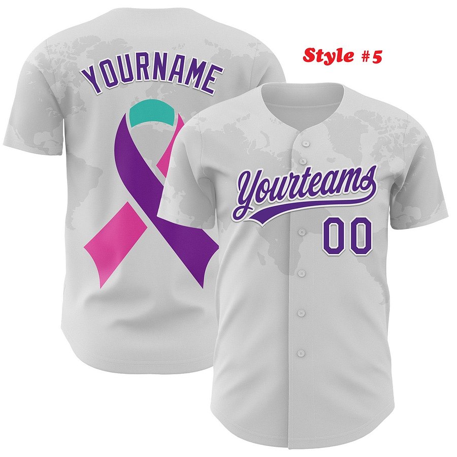 Authentic Baseball Jersey, Custom Baseball Jersey, Personalized Sport Jersey, Colorful, Flowers, Number, Logo, Love, Ribbon product image (184)
