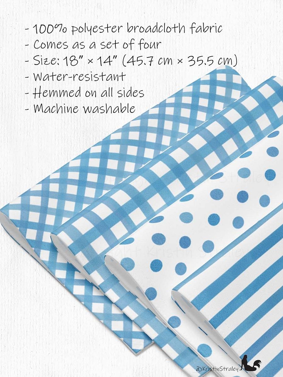 Blue Gingham Collection on White Placemat Set of 4 product image (2)