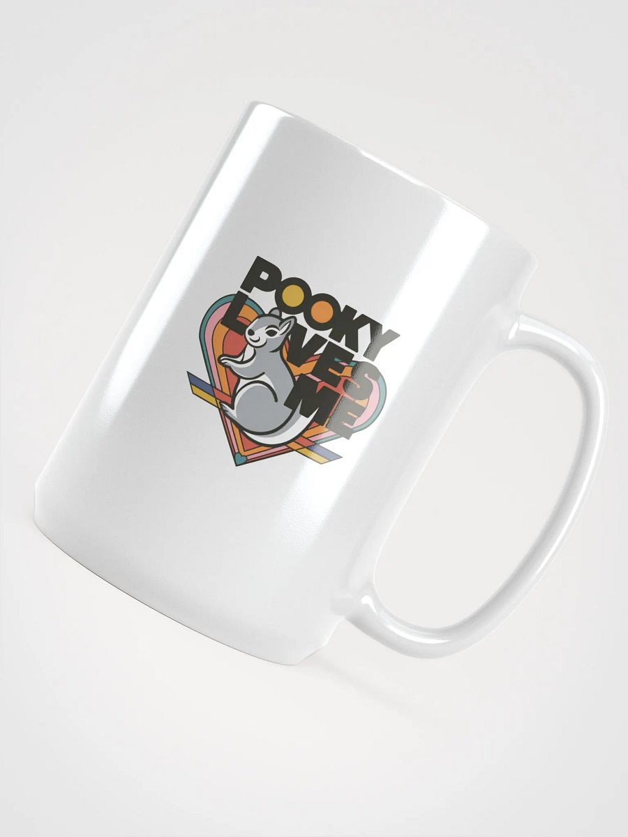 Large Mug: Pooky Loves Me, Retro Rainbow Heart and Grey Squirrel product image (4)