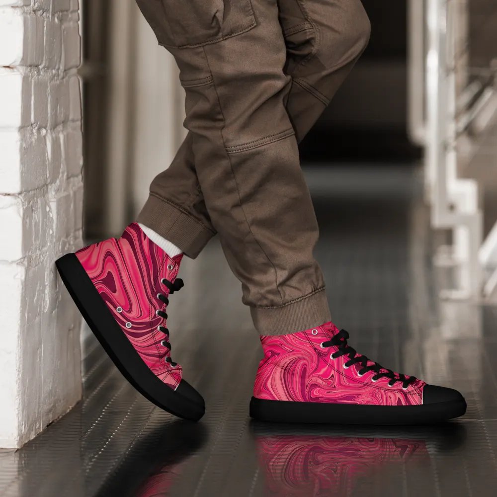 Men's High Top Canvas Shoes - Shades of Magenta Pink Digital Fluid Art product image (6)