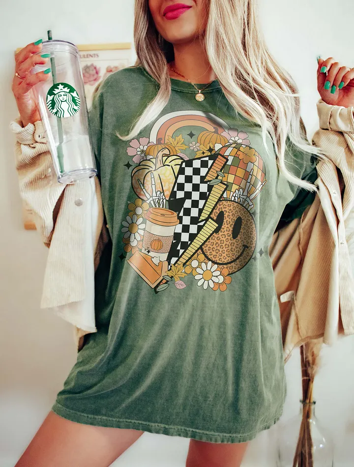 Fall and Halloween Elements Collage T-Shirt | Maximalist Fall and Halloween T-Shirt Design product image (15)