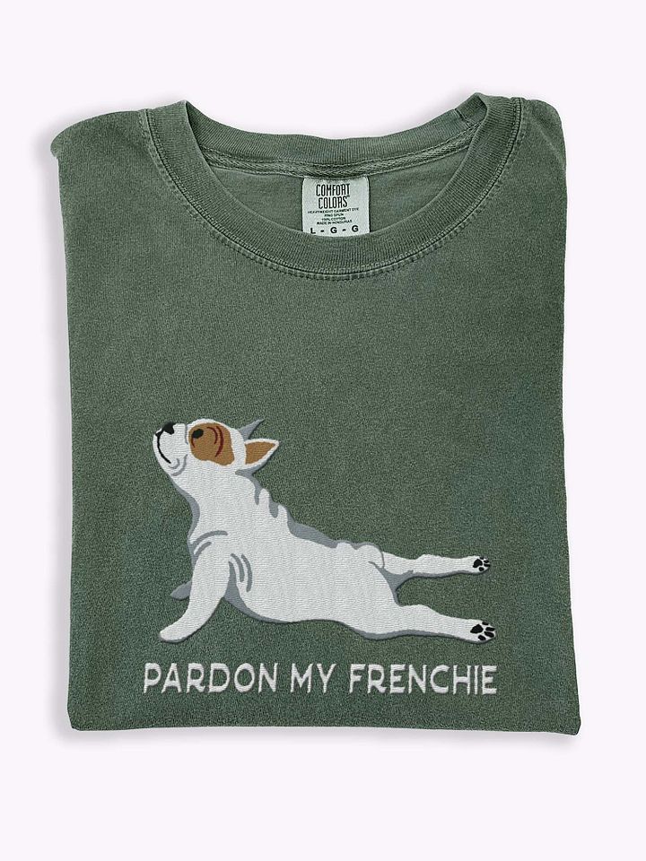 Pardon My Frenchie T-Shirt(Embroidered) of a French Bulldog(Pied) product image (1)