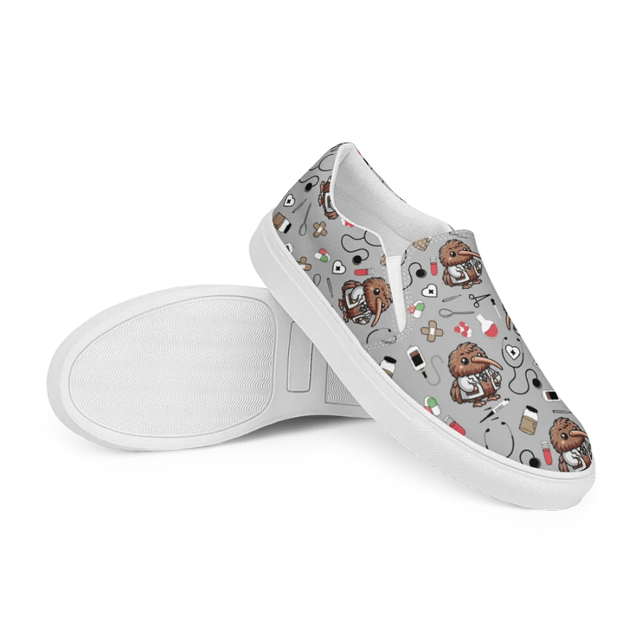 Cute Medical Kiwi Slip-On Canvas Shoes (Grey) product image (7)