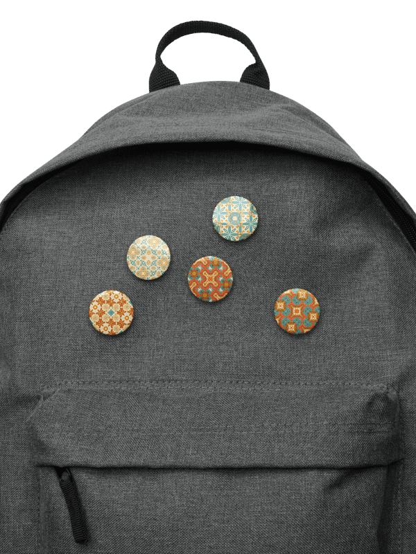 Set of 5 Retro Style Pattern Pins ~ Tan, Teal and Orange Palette product image (6)