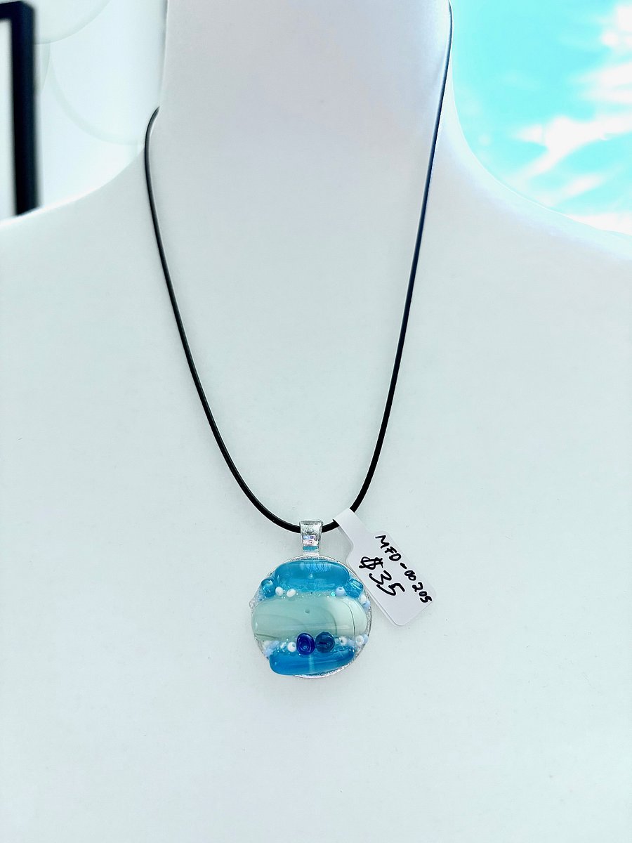 MFD-00205 | Coastal Calm Horizon Pendant Necklace | Handmade Glass Art Jewelry | Monique Faella Designs™ product image (5)
