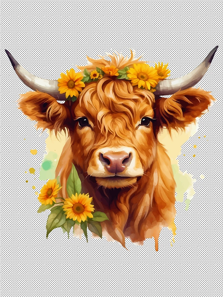 Highland Cow SVG : PNG : Clipart : Highland Cow With Sunflowers product image (1)