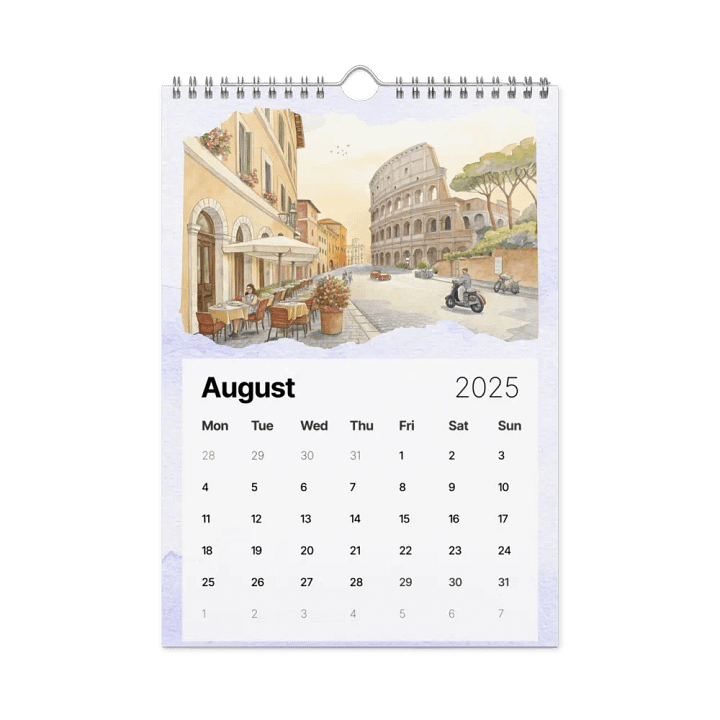 WORLD CAPITALS WATERCOLOR WALL CALENDAR 2025 product image (2)