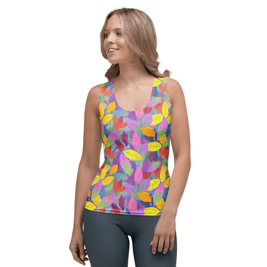 Yellow Pink Leaves Tank Top product image (1)