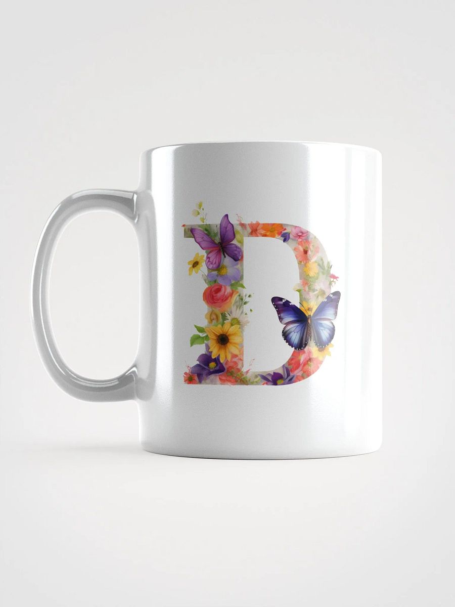Letter D Monogram Floral Fantasy White Glossy Mug product image (18)