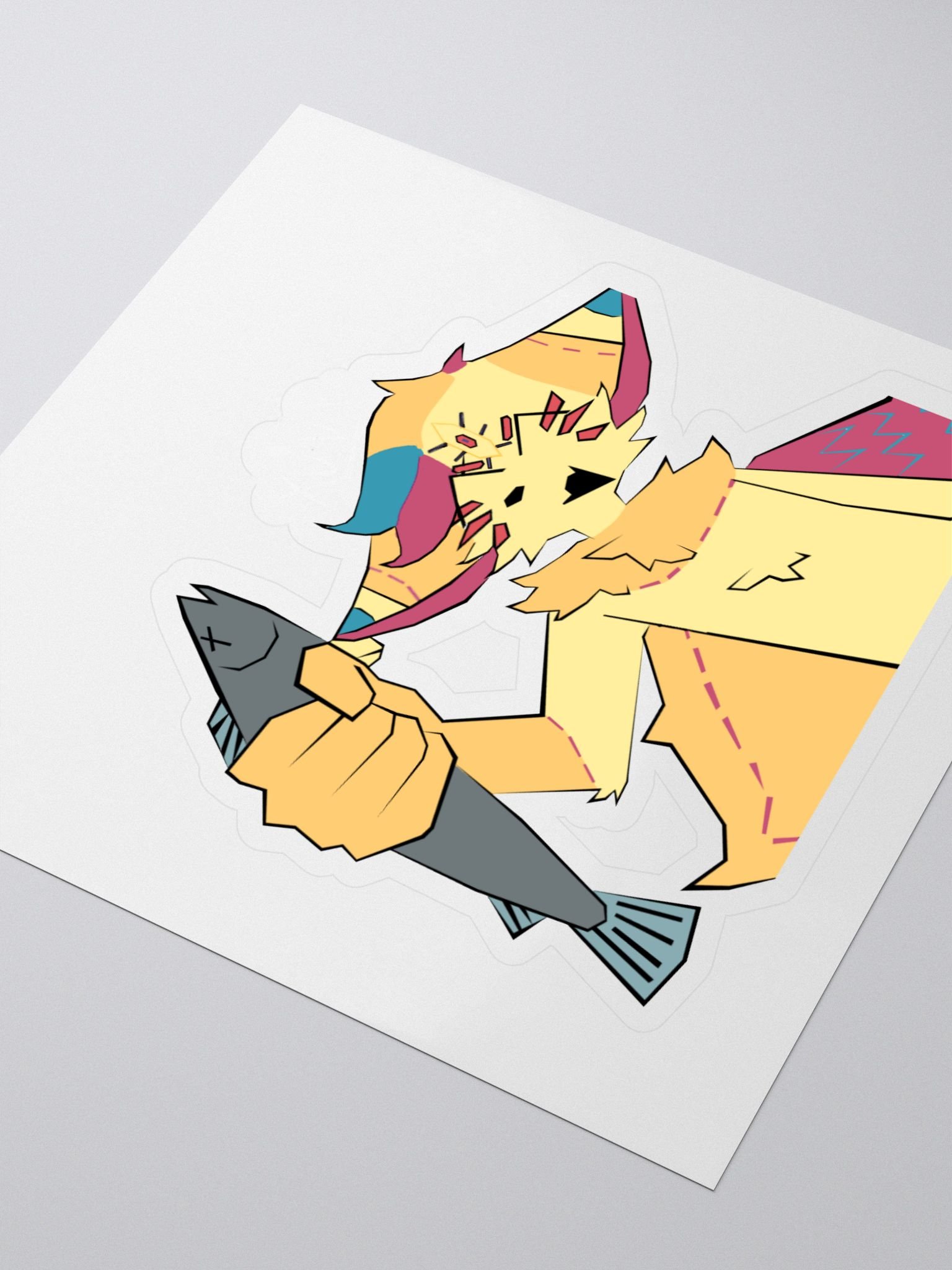 fortune holding a fish sticker product image (3)
