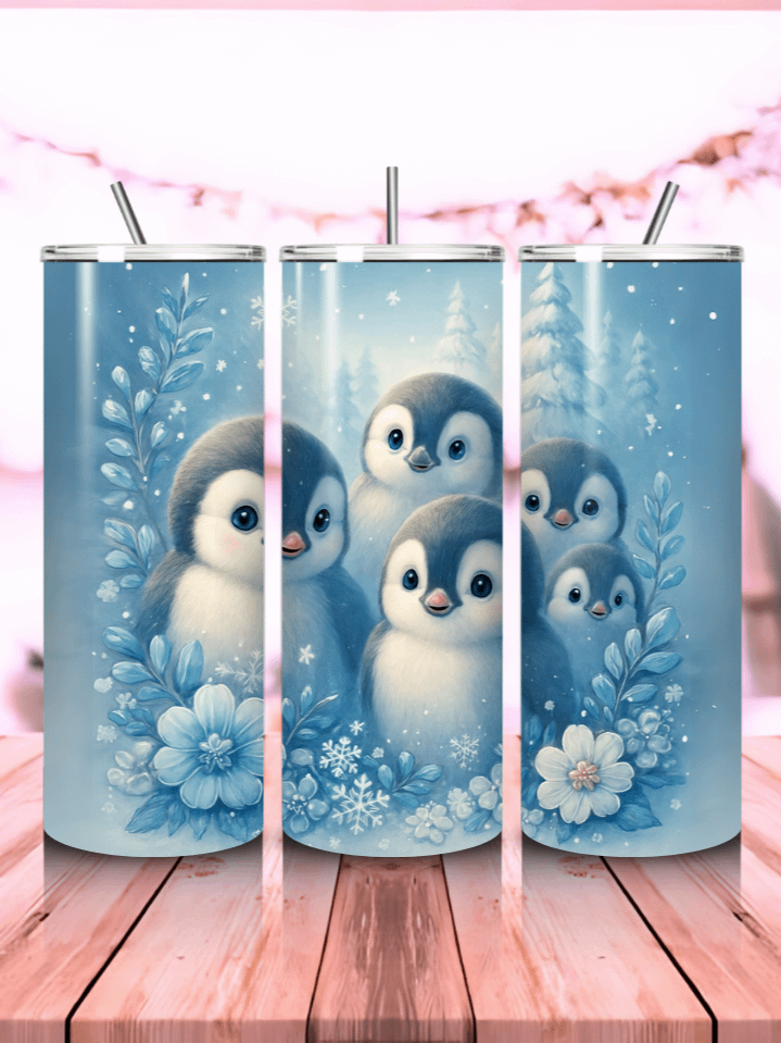 Cute Penguin Tumbler Wrap PNG – 20oz Skinny Sublimation Design with Adorable Winter Penguin & Cozy Seasonal Colors – Perfect Winter Gift – 300 DPI Instant Digital Download product image (1)