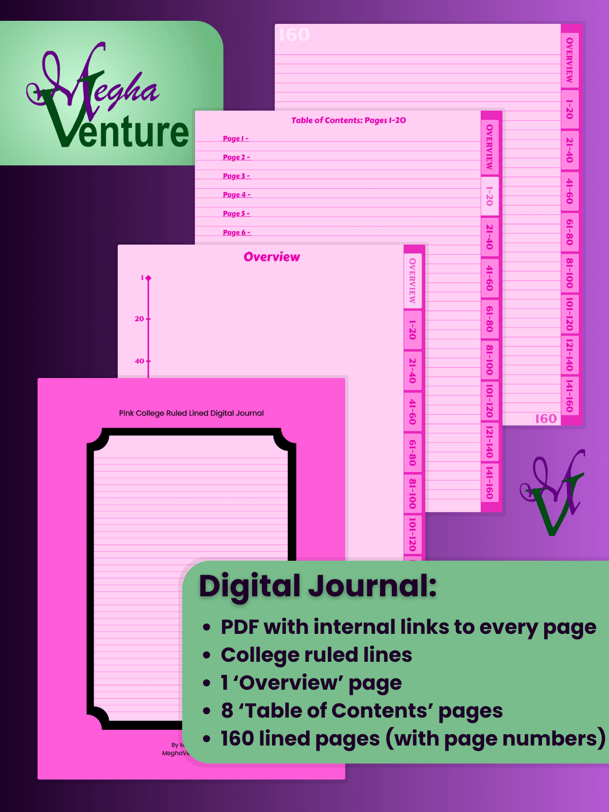 Pink College Ruled Lined Digital Journal product image (1)