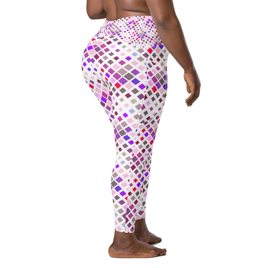 Colorful Square Pattern Design Leggings with Pocket - v11 product image (3)