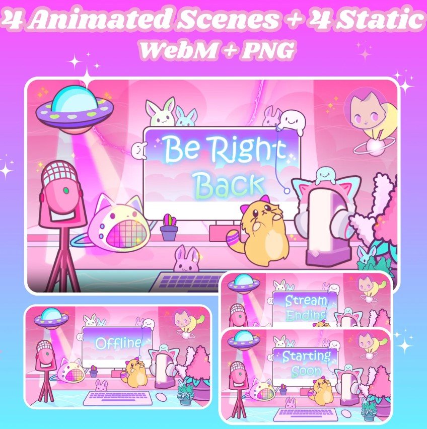 Free Cute Room Stream Overlay Colorful Pack, Stream Overlay Colorful, Animated Stream Overlay, Twitch Overlay Animated, Stream Overlay pack product image (2)