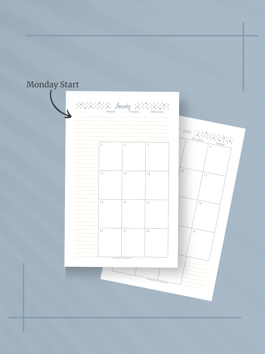 Coastal Dreams 2026 Calendar - 2 Pages per Month, Monday Start, Half Letter Size product image (2)