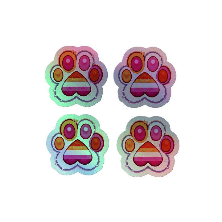 Lesbian Pride Paw Print Holographic Kiss Cut Sticker Sheet product image (1)