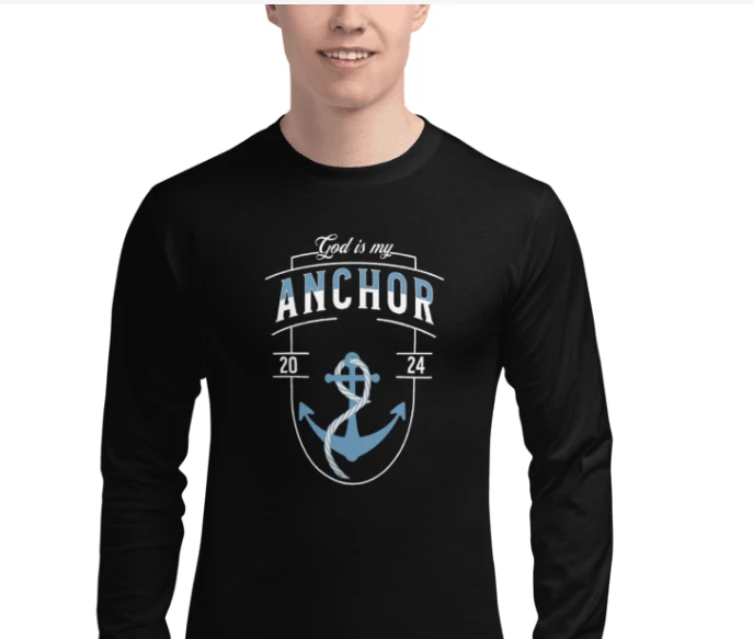God is My Anchor Eco Long Sleeve T-Shirt - Christian Inspired product image (1)