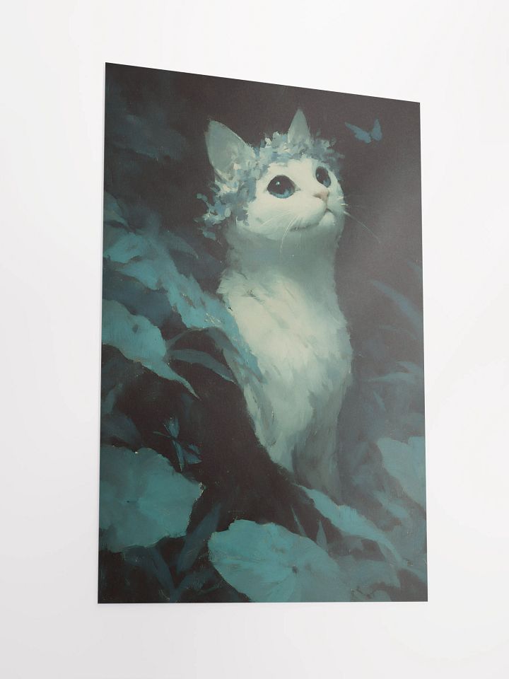 Dreamy Blue Cat and Butterfly Poster product image (3)