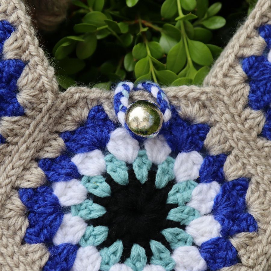 Blue and Gray Crochet Crossbody Bag - Handmade and One of a Kind product image (3)