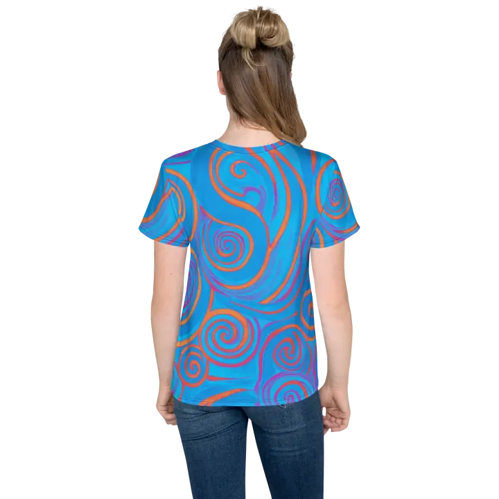 Funky Blue Dreams Liquid Tie-Dye Youth Crew Neck Tee product image (2)