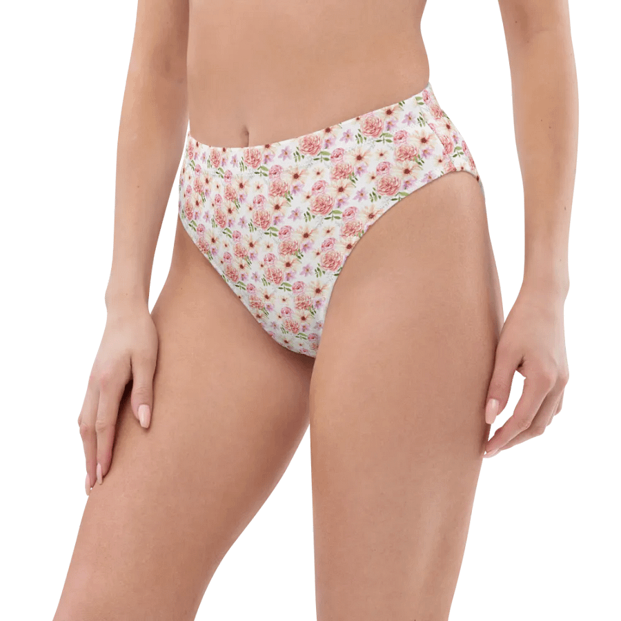 Watercolour Floral Pattern High Waisted Bikini Bottom - V7 product image (7)